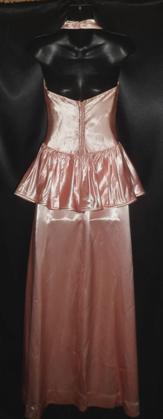 Old Hollywood Vintage 1940's Rayon Satin Halter D… - image 3