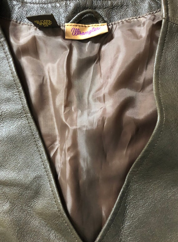 Unisex Vintage 1970-80's Brown Leather WRANGLER B… - image 10