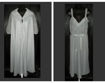 Exclusive Collection - Vintage Classy ROGERS Baby Blue Chiffon Nightgown & Peignoir Set 38
