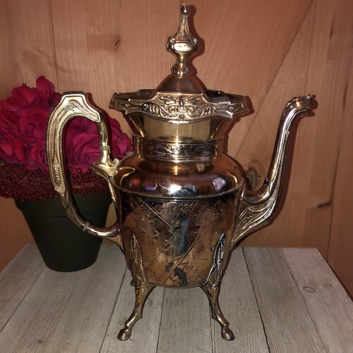 Hotsell Vintage 19th Century Wilcox Quadruple Silver Plate Lavish Footed Teapot / Coffee Pot Server w/ Hinged Lid