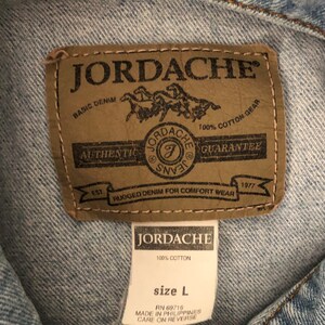 Vintage 1980's Jordache Mens Denim Blue Jean Jacket Distressed Acid Wash L image 8