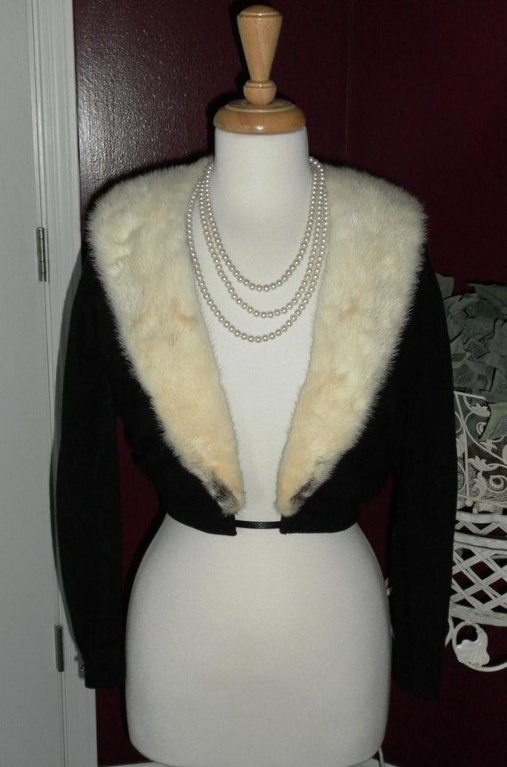 Vintage 1940-50's Full Fashioned Black 100% Cashme