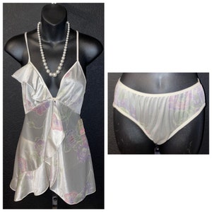 FREE USA SHIPPING!! So Cute Vintage 1970&#39;s New/Old Stock Sears Pastel Floral Halter Style Babydoll w/ Matching Panties S