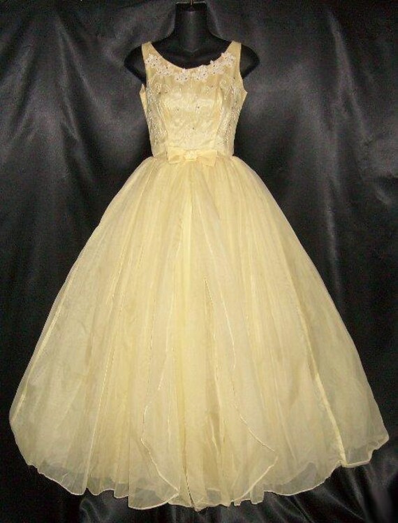 Fantastic Vintage 1950's Chiffon & Tulle Yellow P… - image 1