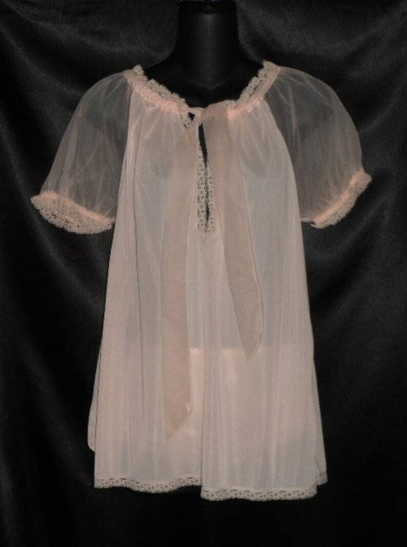FREE USA SHIPPING!! Adorable Vintage Seamprufe 3 Pc Peignoir Babydoll Nightgown /& Panty Set M