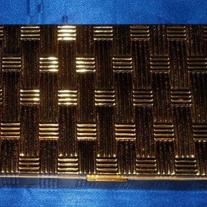 Vintage Evans Elegance Gold Basket Weave Design Make Up Clutch Purse Handbag Wristlet image 4