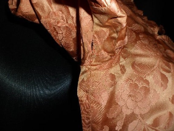 Vintage 1940's Terra Cotta / Copper Brocade Satin… - image 5