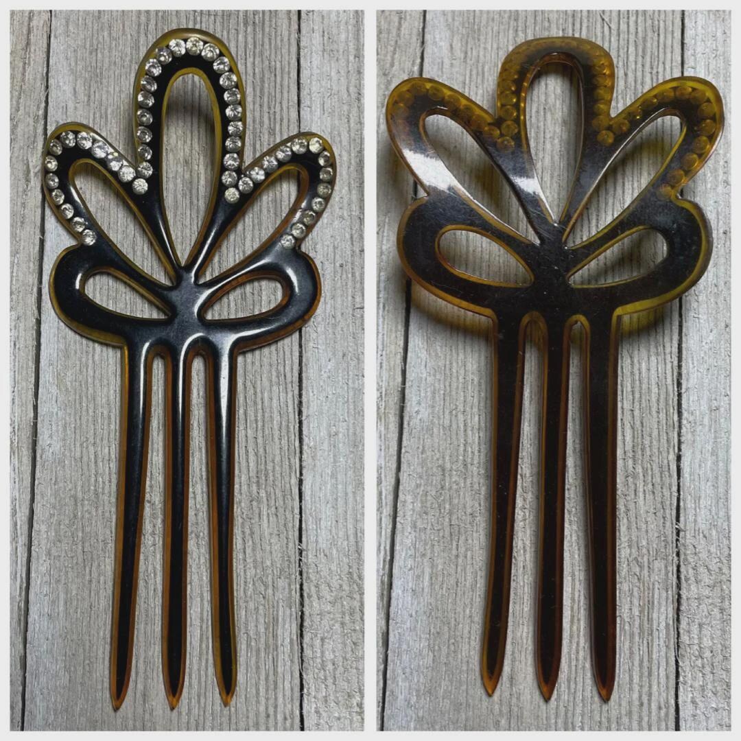 CLEARANCE! Vintage 1920's Elegant Celluloid Hair Comb W/ Clear ...