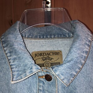 Vintage 1980's Jordache Mens Denim Blue Jean Jacket Distressed Acid Wash L image 2