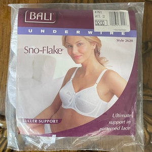 Vintage New With Tags Bali Satin Tracings Full Support Minimizer Underwire  Bra White 38C 