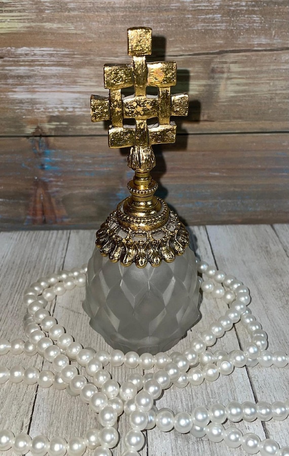 Vintage 1950's Frosted Pineapple Glass Perfume Bot