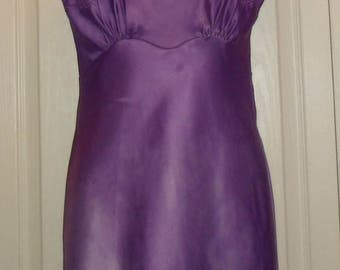 Vintage 1950's "BACK MAGIC" Custom Dyed Purple Soft Satin Full Slip 34