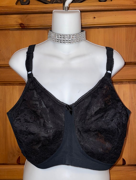 Vintage 1970's Full Figure GODDESS Black Lace Cup Bra 50D -  Hong Kong