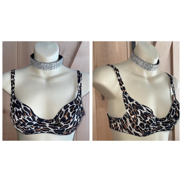 Cutest Vintage 1950's VANITY FAIR Lightly Padded Leopard Print Bra 32B