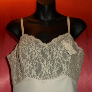 Exclusive Collection - Vintage 1960's VAN RAALTE New/Old Stock Palest Pink & Ecru Lace Full Slip 34 w/ Tag