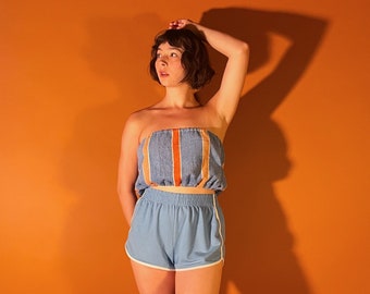 1980's womens top terry cloth romper