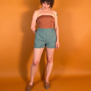 Elastic Waist Green Gingham Shorts image 4