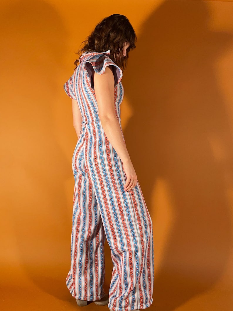 Red White and Blue Striped Disco Jumpsuit zdjęcie 5