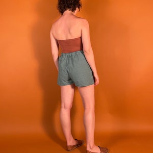 Elastic Waist Green Gingham Shorts image 5