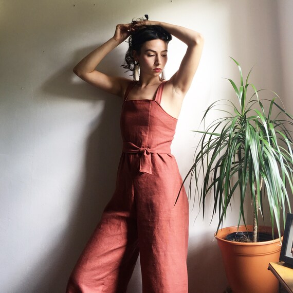 linen jumpsuit etsy