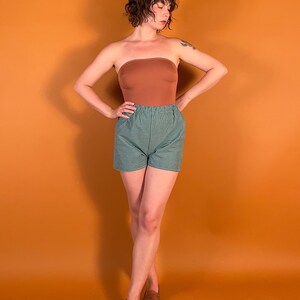 Elastic Waist Green Gingham Shorts image 3