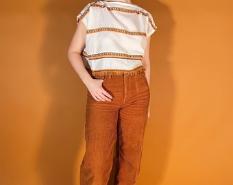 70’s Orange and Brown Fringe Shirt