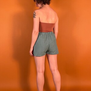 Elastic Waist Green Gingham Shorts image 6