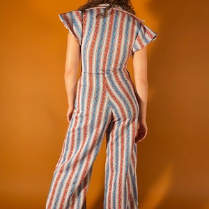 Red White and Blue Striped Disco Jumpsuit zdjęcie 4