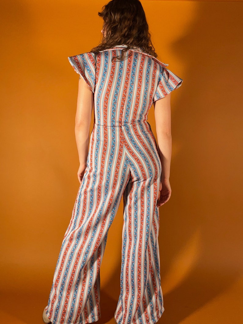 Red White and Blue Striped Disco Jumpsuit zdjęcie 4