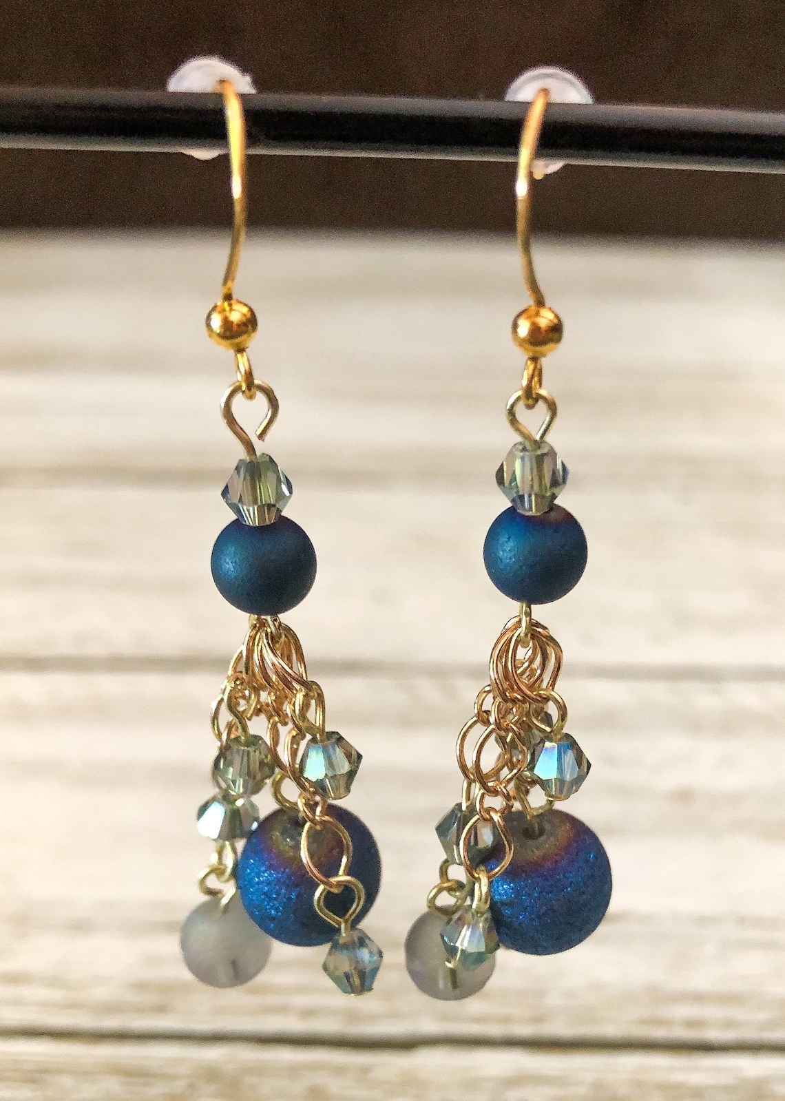 Blue Sparkle Jewelry Set Necklace Earrings and Bracelet Etsy Ireland