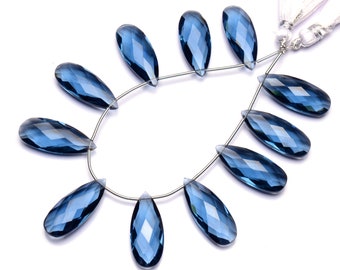 Swiss Blue Topaz Color Hydro Quartz Faceted 15x8MM Size Tie Shape Briolette Beads 7 Inch Full Strand Super Fine Quality Beads