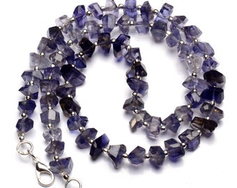 Iolite Gemstone Faceted Roundel Beads Necklace Handmade Iolite Semi Precious Beads Necklace Jewelry 3mm Iolite Rondelle Beaded Necklace