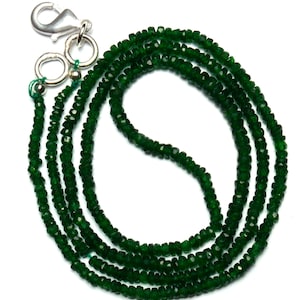 Natural Gemstone Tsavorite Faceted 3 to 4MM Rondelle Beads 18 Inch Full Strand Very Rare Gem Beads Finished Necklace Green Garnet