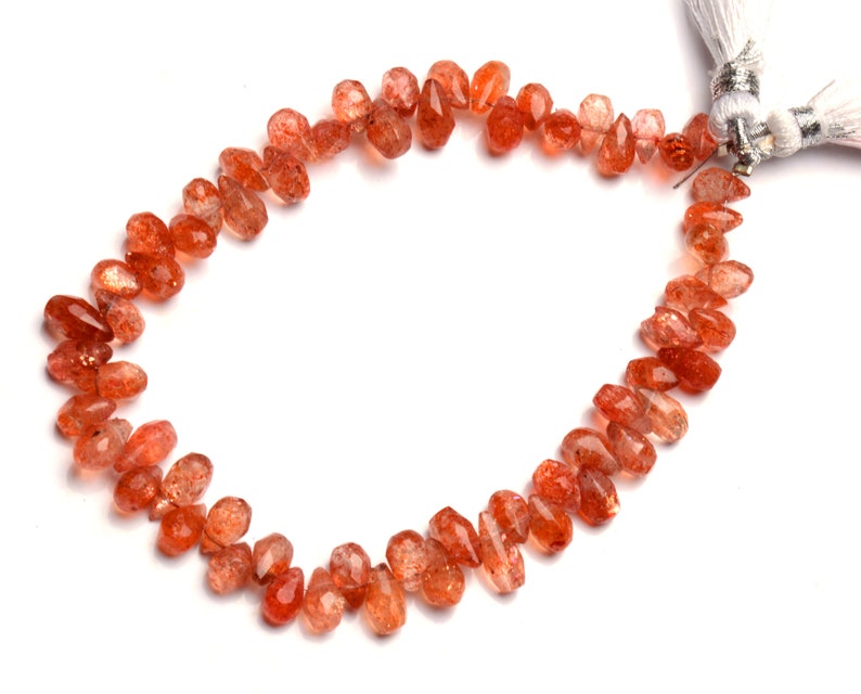 Super Fine Quality Natural Gemstone Sunstone 6x4 to 7x5MM Size Faceted Teardrop Shape Briolette Beads 8 Full Strand Fine Quality Beads