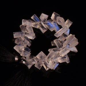 natural gemstone rainbow moonstone, 9 to 14 mm size slice cut beads, 7 inch full strand