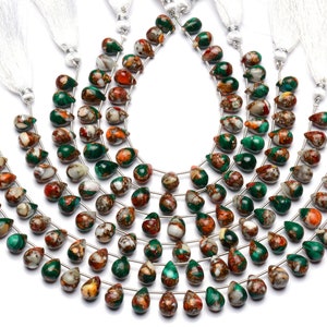 Natural Gemstone Mojave Copper Malachite 10x8MM Size Smooth Teardrop Shape Briolette Beads 8 Inch Full Strand Super Quality Hand Polished