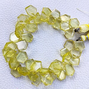 Natural Lemon Quartz Gemstone 10 to 12 mm Size Cut Stone Shape Beads for Jewelry Making - 7 Inch Strand