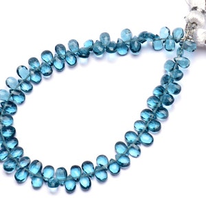 Indicolite Tourmaline Color Hydro Quartz Faceted 5x3MM Approx Size Pear Shape Briolettes Beads 6&quot; Full Strand Blue Color Beads