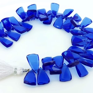 tanzanite color quartz, 15x9 mm size crown cut sail shape beads, 8 inch strand