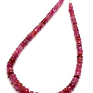 Natural Myanmar Ruby 3 to 5 mm Size Smooth Rondelle Beads Strand 6 Inches