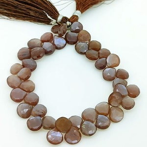 Chocolate Moonstone Gemstone Beads, 8 mm Size Heart Briolette, Natural Semi Precious Gemstone, 7 Inch Full Strand