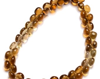 Natural Honey Quartz Gemstone 7 mm Size Smooth Onion Shape Beads 9" Strand