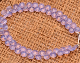 lavender color quartz, 6 mm size faceted heart briolette beads, 9 inch full strand