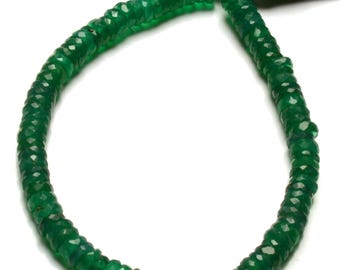 Piedra preciosa de ónix verde natural de 6,5 mm, facetada, forma Heishi, tira de 20 cm
