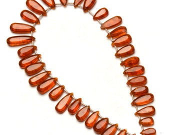 natural gemstone, orange kyanite beads, 9x5 to 18x8 mm size faceted pear shape, 10.5 inch full strand