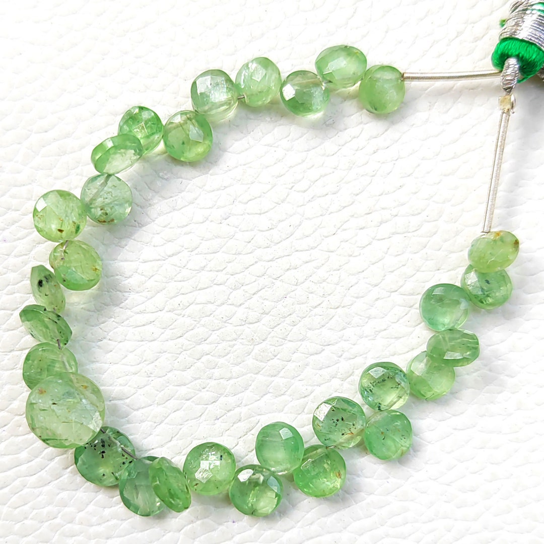Natural Mint Green Kyanite Gemstone 6 to 7 Mm Size Faceted Coin Shape Beads 5 Inch Strand Etsy