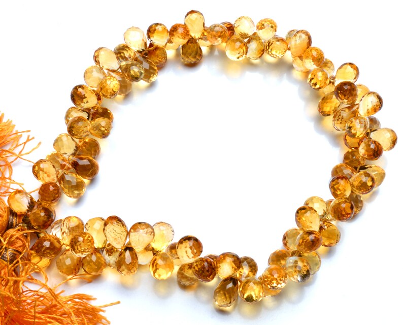 Natural Gemstone Golden Citrine Onion Shape Briolettes 8 Inch Full Strand 9MM Approx Size AAA Super Fine Quality Transparent Beads