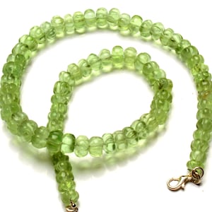 Natürlicher grüner Fluorit Edelstein, 8 bis 10 mm große Perlen in Melonenform, 16-Zoll-Kette