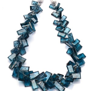 Natural Gem Green Kyanite 4 to 6mm Broad and 7 to 9mm Long Size Faceted Slice Shape Beads 8.5&quot; Full Strand Loose Beads for Making Jewelry