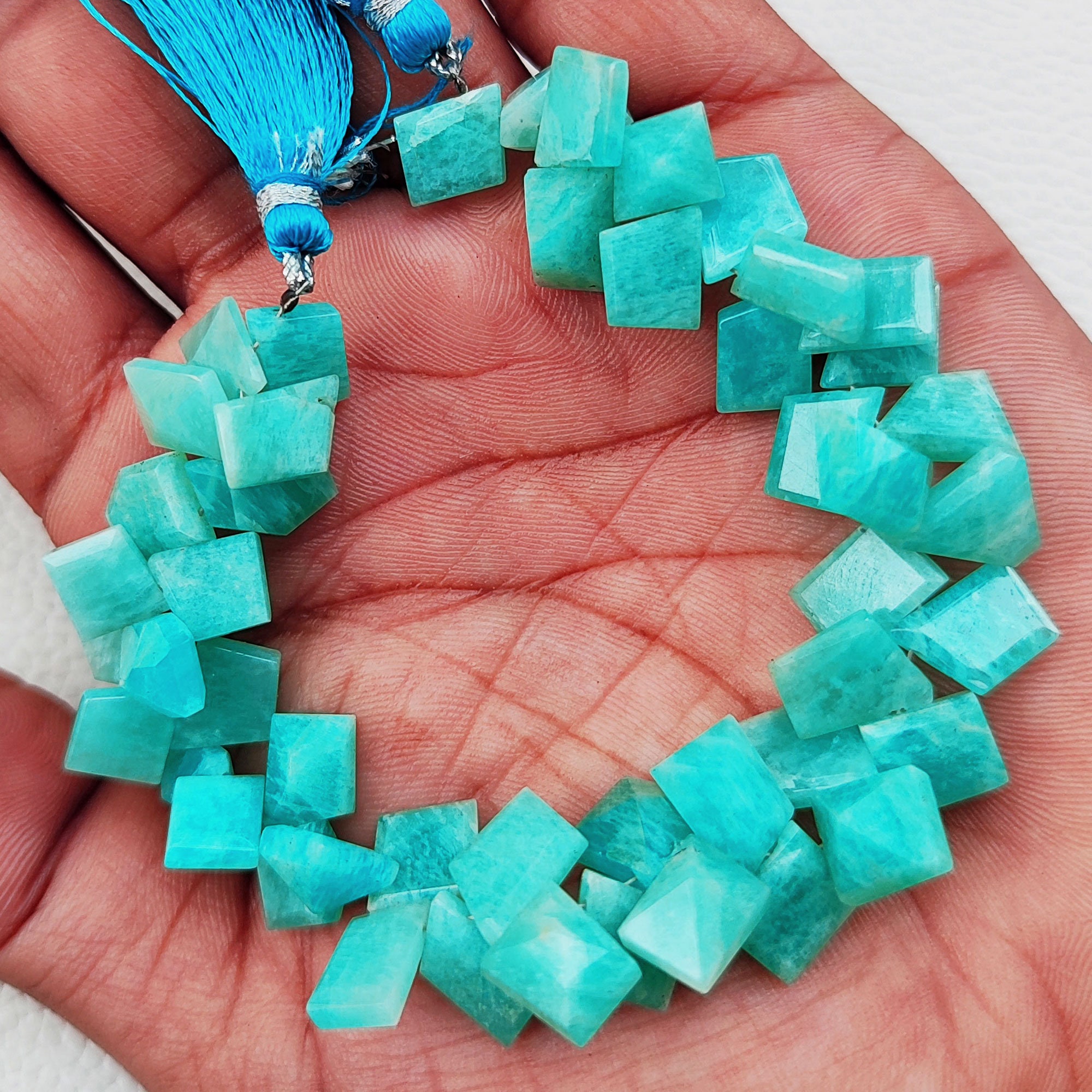 Perles d'Amazonite naturelle rondelle facettée Gemmes Aventures